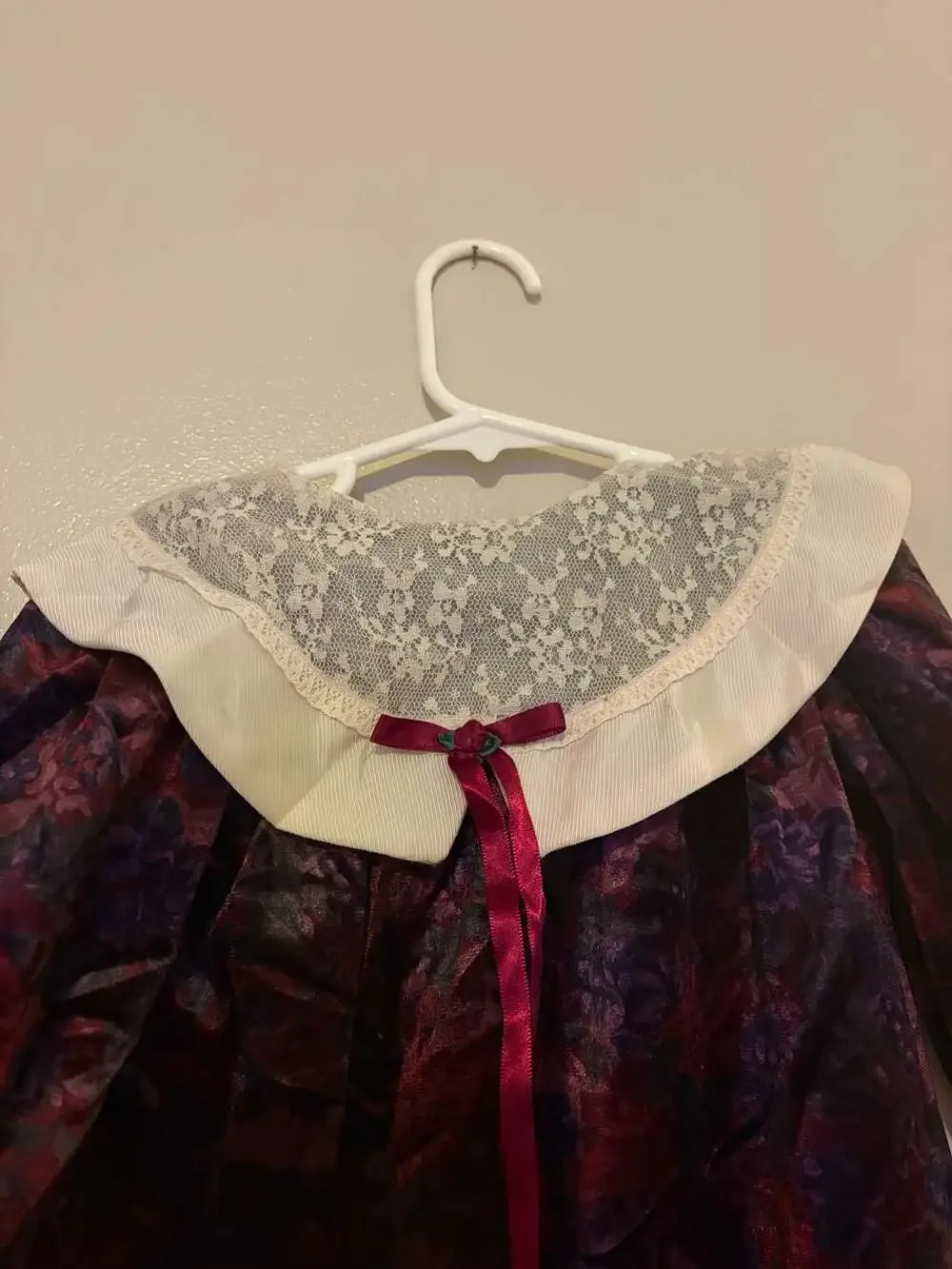 Little Precious Vintage Floral Velvet Baby Romper with Lace Collar Size 18MO